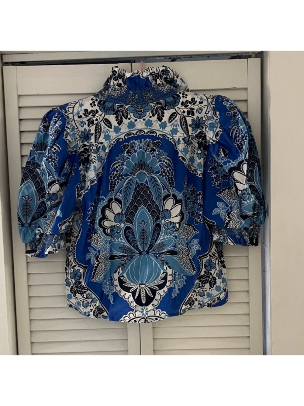 Love the Label Anthropologie Clementine Poppy Blue Print Top - Picture 5 of 9